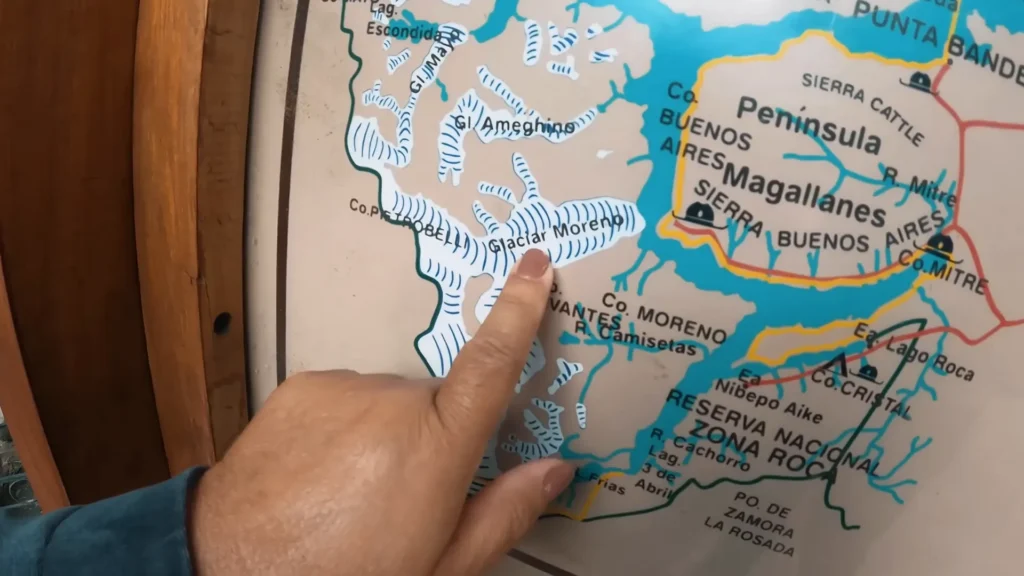 Roteiro El Calafate: Dicas, Passeios e Como Economizar na Patagônia Argentina 4 Mapa mostrando a localização do Glaciar Perito Moreno e outros glaciares