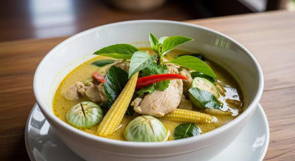 5 Receitas Tailandesas Fáceis de Fazer: Uma Viagem Culinária Inesquecível 4 Curry Verde (Kaeng Keow Wan Gai) - A Doçura Picante da Tailândia Central