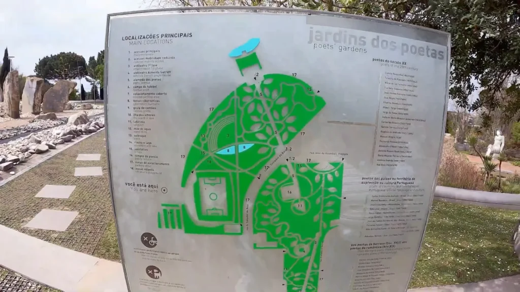 DE GRAÇA EM LISBOA: Guia Completo do Parque dos Poetas em Oeiras 3 Mapa do parque dos poetas mostrando a extensão e as várias praças