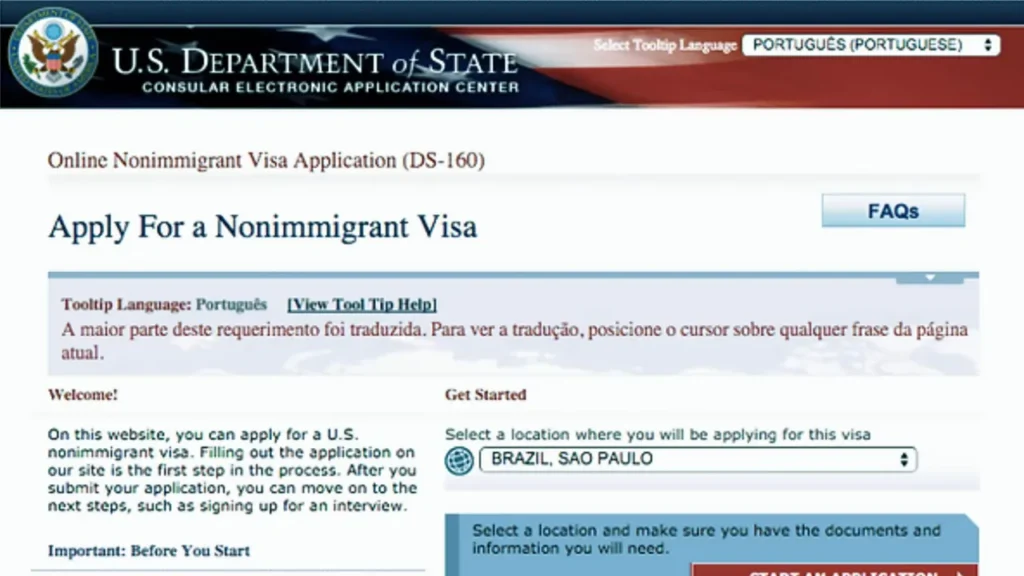 Explicação do consultor sobre o DS-160